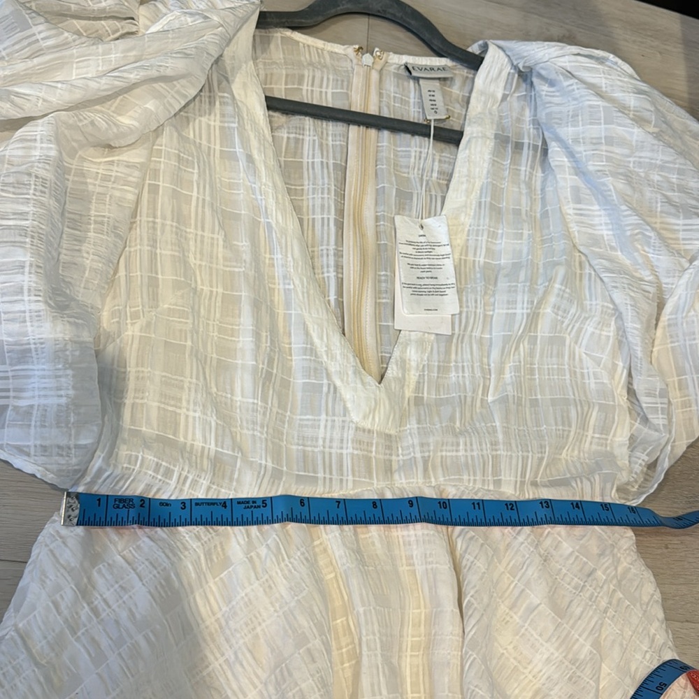 EVARAE Amber NWT Dress MSRP$530 W/a tie-front V neck with short puff sleeves. - Picture 15 of 15